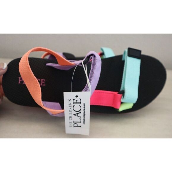 The Children's Place Youth Girls Sz 4 Multicolor Colorblock Webbed Sandals - Picture 5 of 6